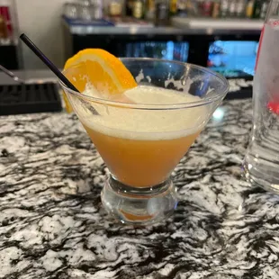 A very delicious mango sunrise martini.