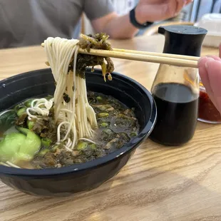 Shredded Pork &amp; Preserved Vegetable Noodle Soup