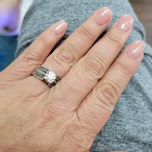 Natural nails with dipped powder nails.