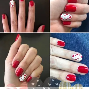 gel polish change with requested polka dots.