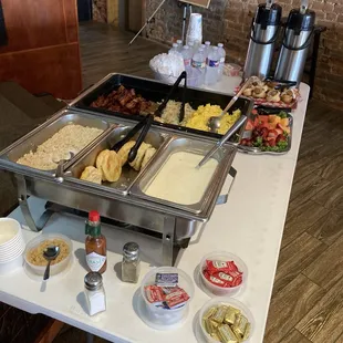 The breakfast spread by the Spring Street Grill catering service.