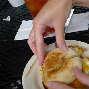 Tiny, but tasty, breakfast sandwich.
