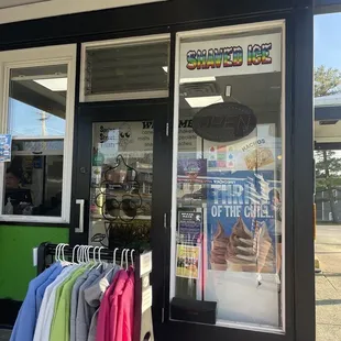 outside of the store. Merch