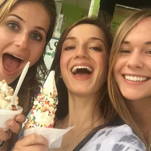 Vanilla on a cone with rainbow sprinkles