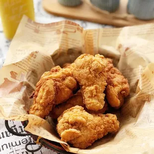 a basket of fried chicken