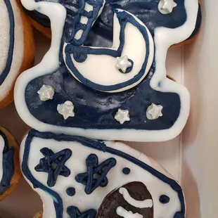 a box of decorated cookies