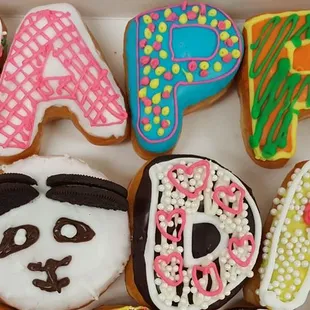 a box of decorated cookies