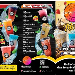 the menu for the new concept here in your city