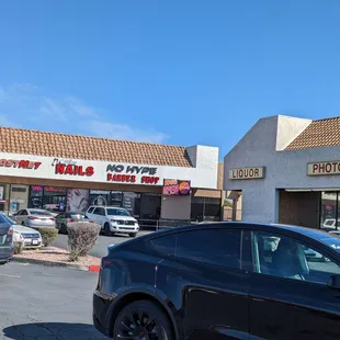 a car parked in front of a store