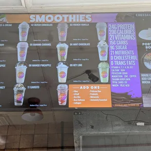 Smoothie menu