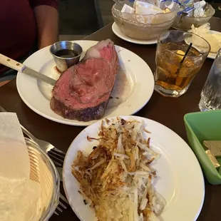Prime rib and hash browns