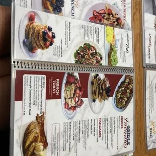 Portion of extensive menu