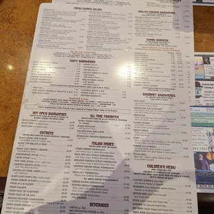 Very large two sided menu