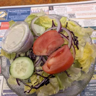 House salad with blue cheese dressing