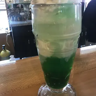 Green river (lime soda) float. Was absolutely amazing!