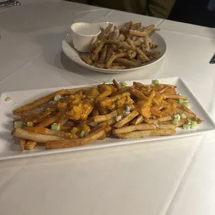 Fire blue fries and zucchini appetizers