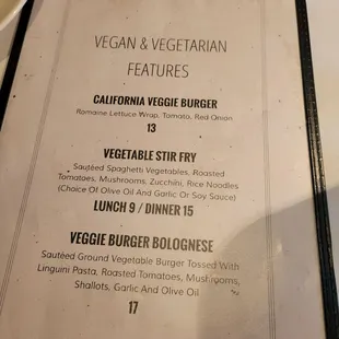 It does exist but you have to ask for it...the vegan menu.   According to our waitress dishes on this menu are not always available.
