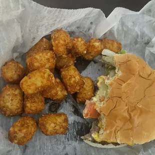 1/3 lb cheeseburger with tots