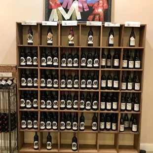 a display of wine bottles
