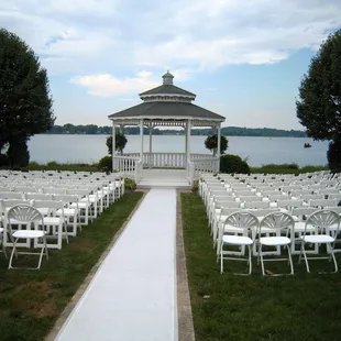 Outdoor wedding setting for 200 guests