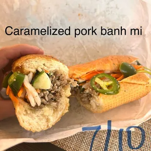 Caramelized pork banh bi