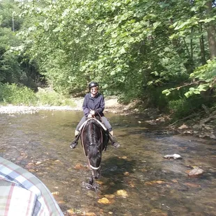 On the Toe River with Springmaid Mountain resort horses.
