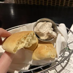 Hot fresh rolls with cinnamon butter