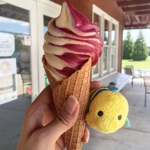 Blackberry + peach soft serve