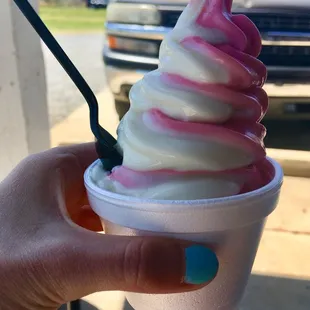 Strawberry/Vanilla Swirl Soft Serve! THE ABSOLUTE BEST