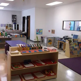 Classrooms are setup with Montessori learning stations. Each child is introduced to each area and invited to choose jobs.