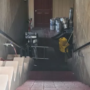 The trip hazard stairs to the pizza parlor