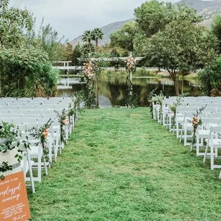 Ceremony set up at the boat garden