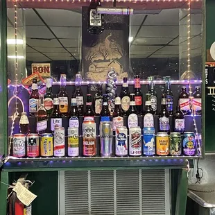 a display of various types of beer