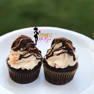 two cupcakes on a plate