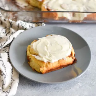 a plate of cinnamon rolls
