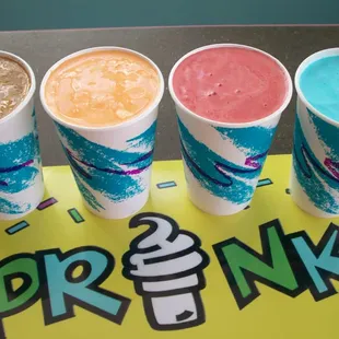 Awesome shakes.  Mocha, Orange, Red Raspberry, and Cotton Candy.