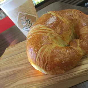 Ham &amp; Cheese Croissant with coffee