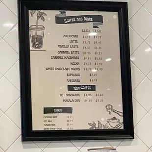 Drink menu