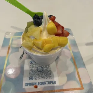 Fresh fruit on top of vanilla.