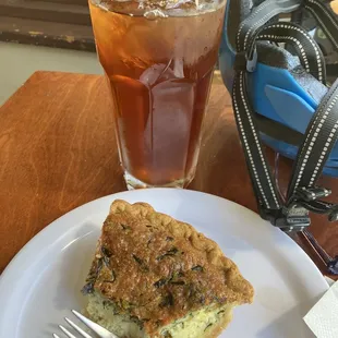 Quiche and large iced teas freshly made!