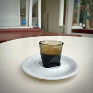 Single shot espresso (split from a 1 and 1)