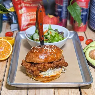 K.H.C. Sandwich.

House made brioche, chicken mu, cabbage, gochujang aioli.