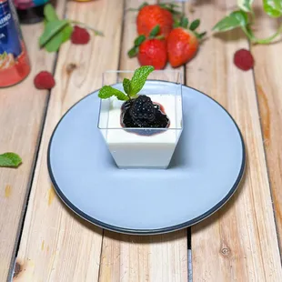 Vanilla Panna Cotta.

With blackberry compote.