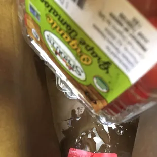 Packing groceries in a brutal manner.