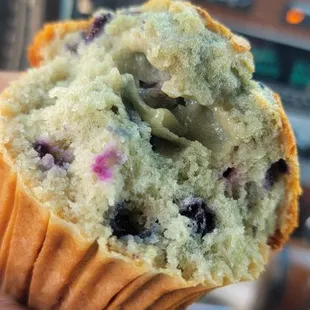 Inside of the muffin under baked