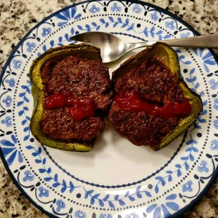 June 2021: Meatloaf Stuffed Pepper @ $6.99. No rice. (Excellent)