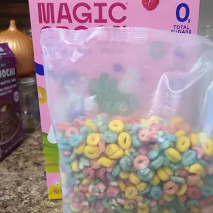 $10 box with less than half the box worth of cereal. It does taste good though with more of a crunchy and puffy texture.