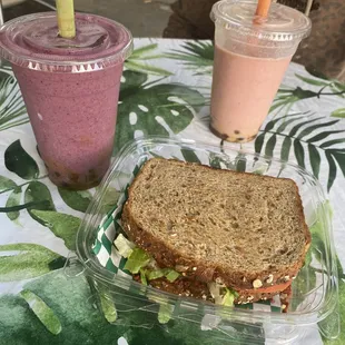 Smoothie with superfood boba and plant based BLT