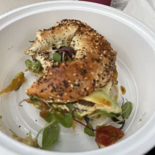 a bagel sandwich on a plate