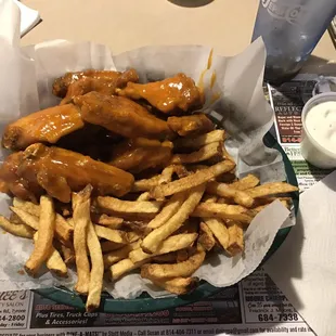 Honey gold wings and fries!